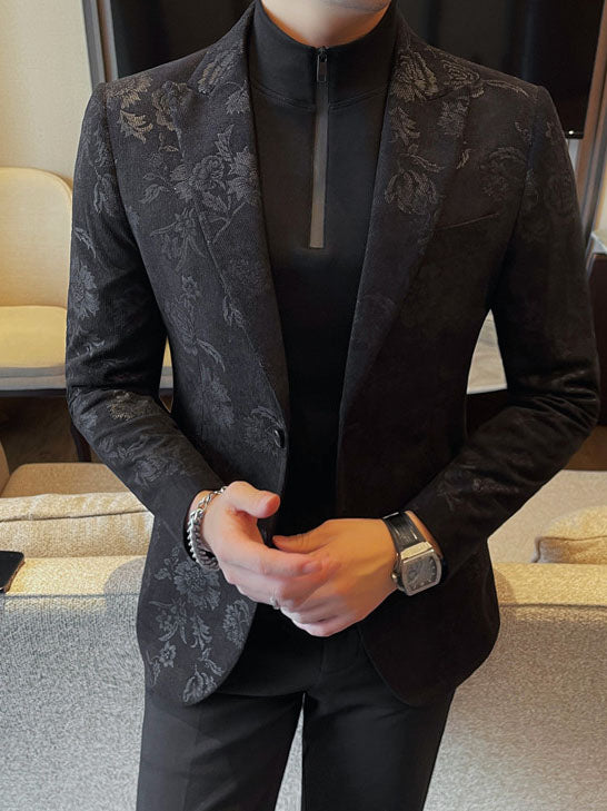 Blazer Homme Slim Fit à Motif Fleuri