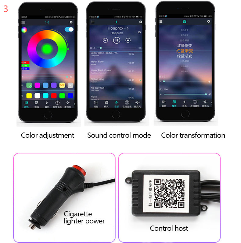 🚗 Lumière ambiante pour voiture 🎵