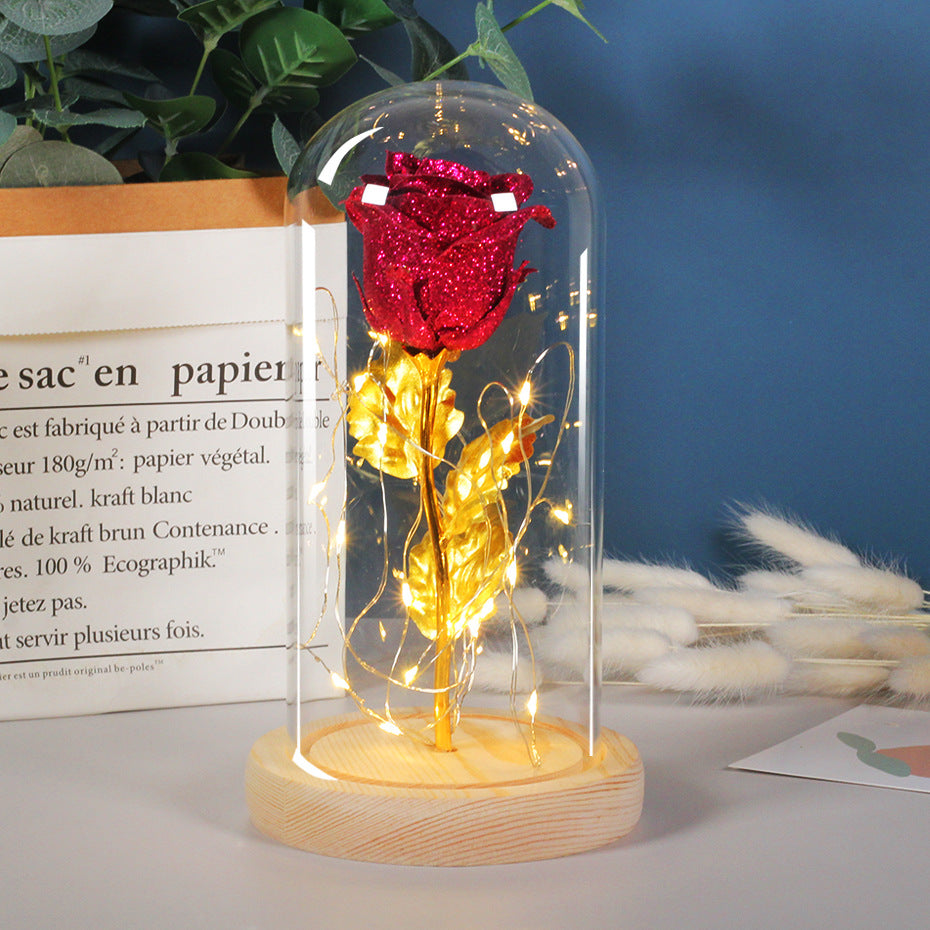 🌹 Rose éternelle LED sous cloche – Cadeau romantique 💖