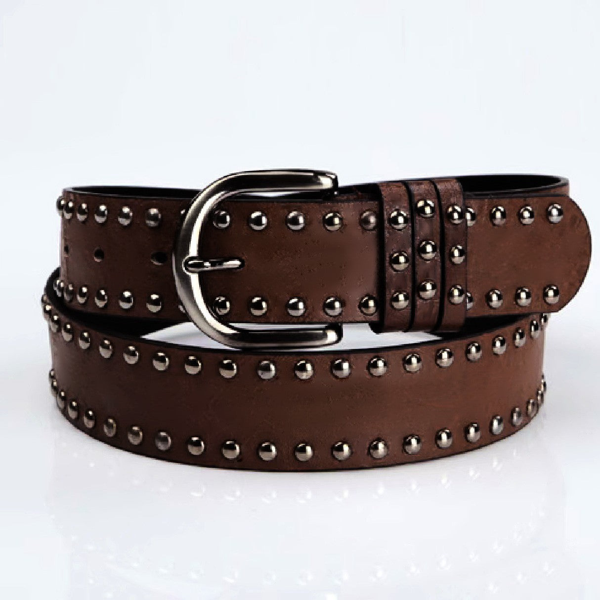 Ceinture Femme – Cuir Souple avec Boucle Ardillon et Rivets Décoratifs
