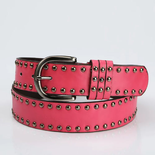 Ceinture Femme – Cuir Souple avec Boucle Ardillon et Rivets Décoratifs
