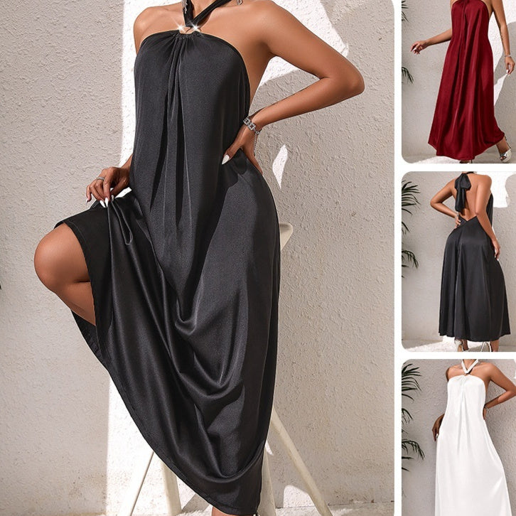 ✨ Robe Maxi Femme à Style Français – Épaules Dénudées & Col Halter ✨