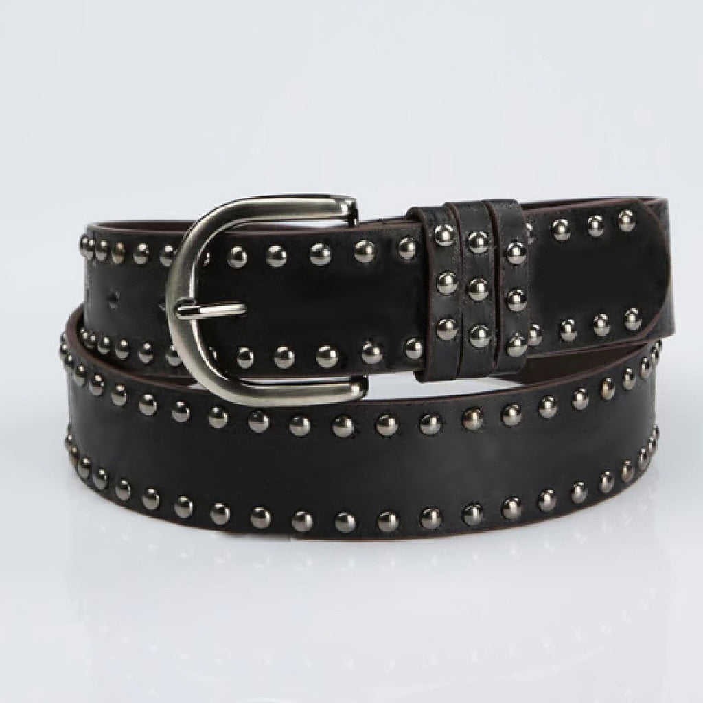 Ceinture Femme – Cuir Souple avec Boucle Ardillon et Rivets Décoratifs
