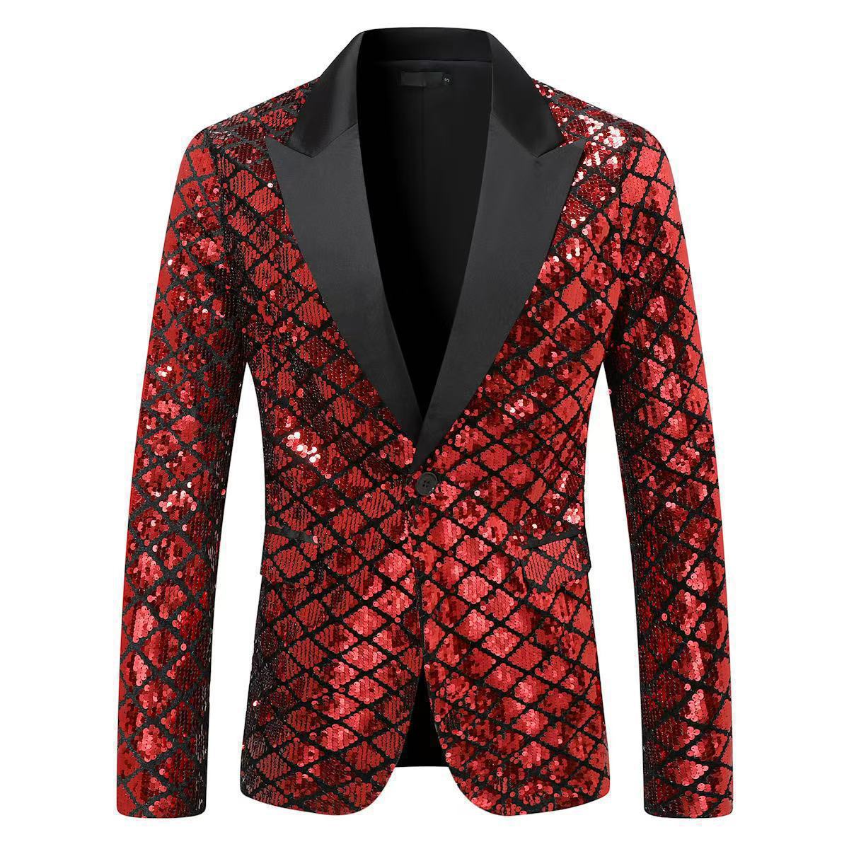 ✨ Veste Homme Scintillante – Costume de Scène ou Banquet à Sequins Diamant