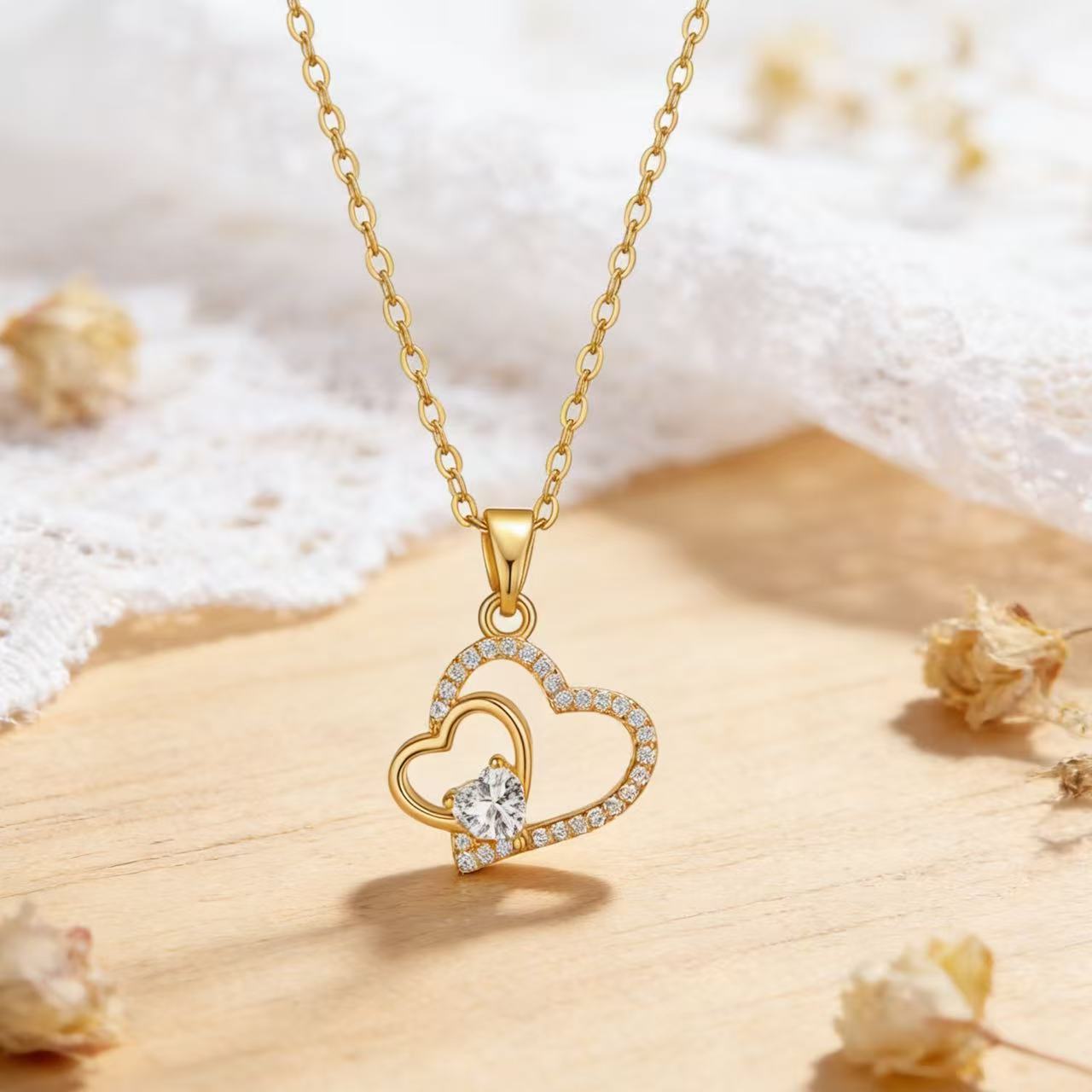 Collier Cœur en Zircon – Chaîne