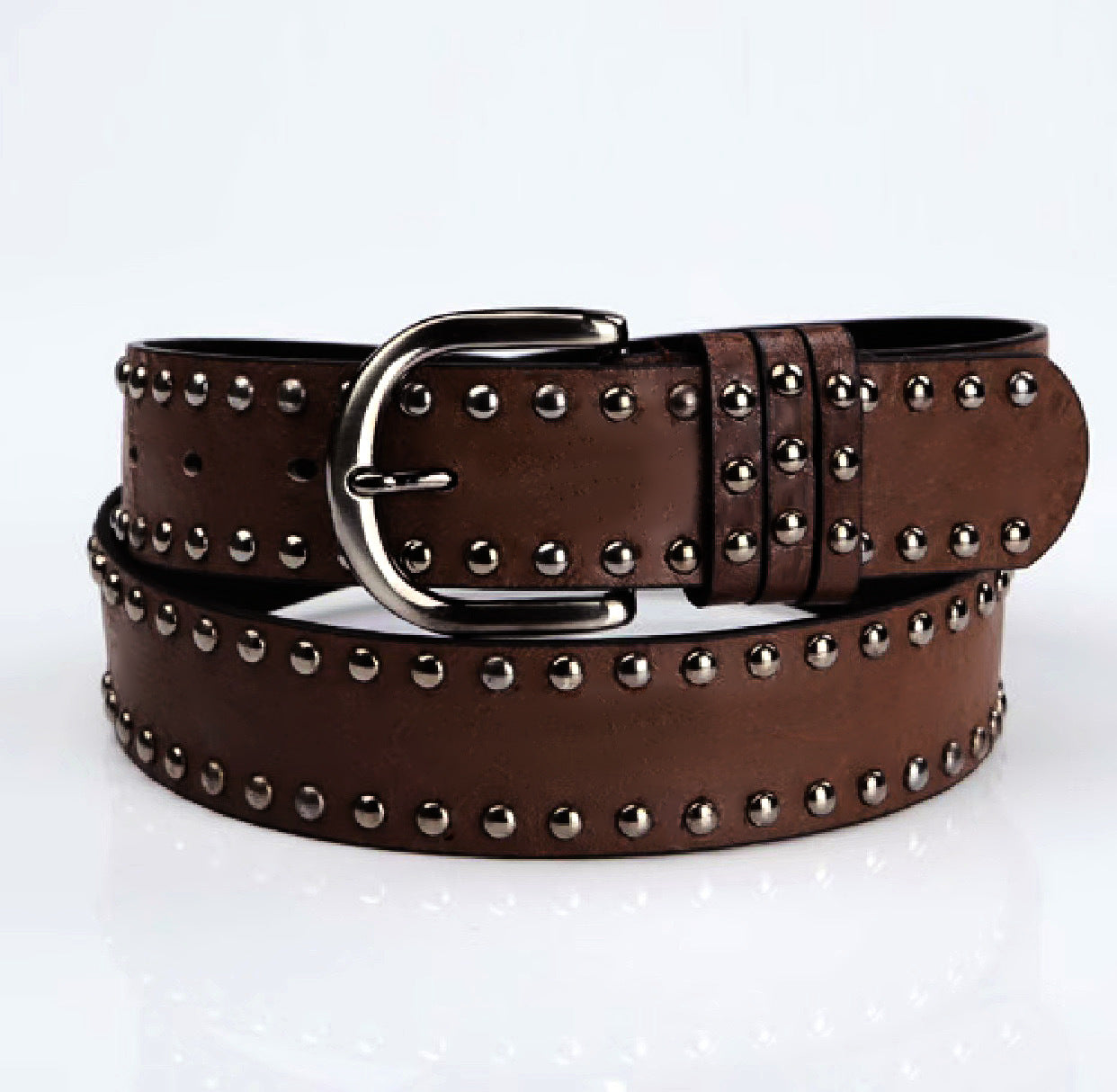 Ceinture Femme – Cuir Souple avec Boucle Ardillon et Rivets Décoratifs