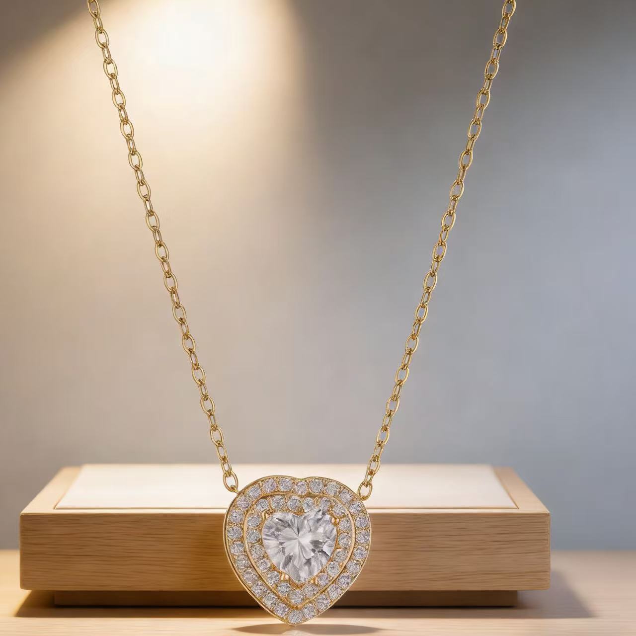 Collier Cœur en Zircon – Chaîne
