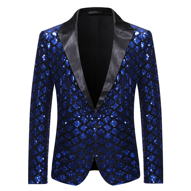 ✨ Veste Homme Scintillante – Costume de Scène ou Banquet à Sequins Diamant