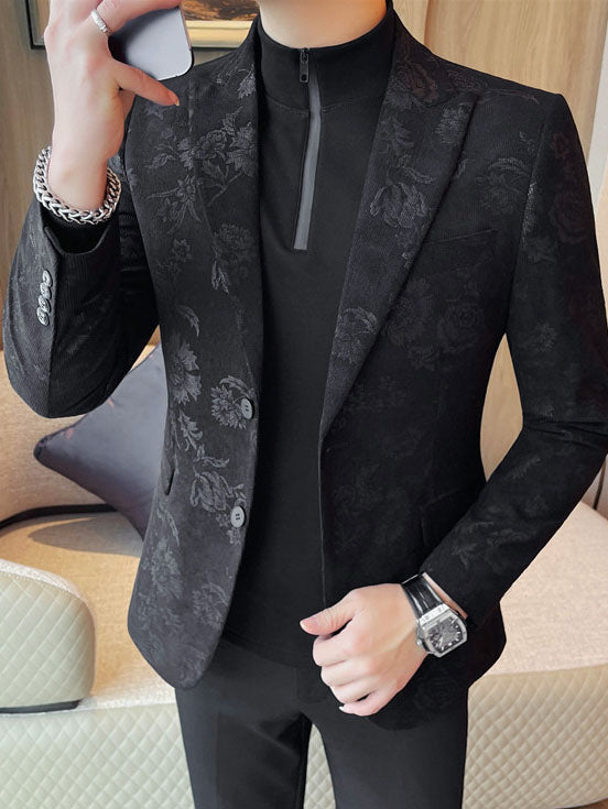 Blazer Homme Slim Fit à Motif Fleuri