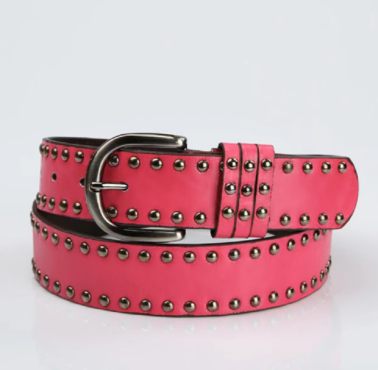 Ceinture Femme – Cuir Souple avec Boucle Ardillon et Rivets Décoratifs
