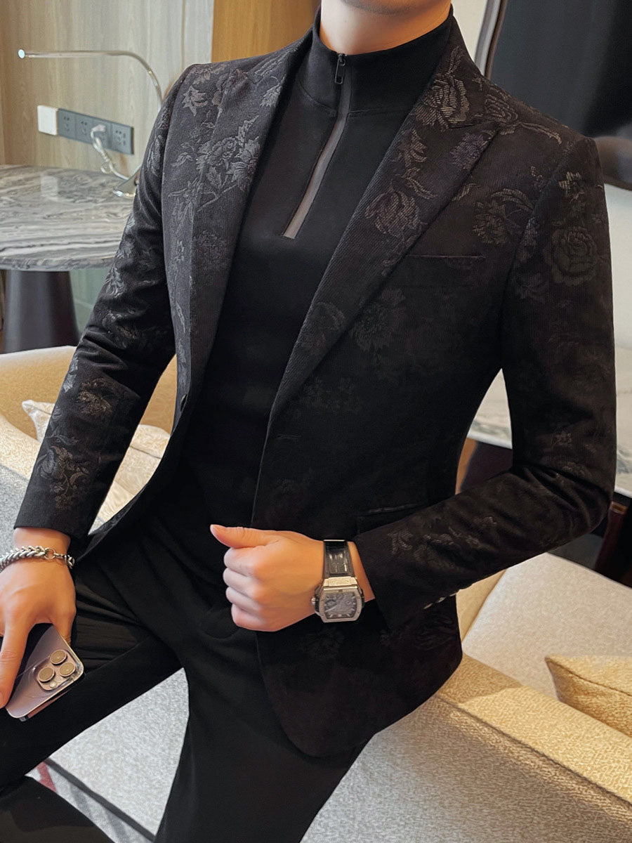 Blazer Homme Slim Fit à Motif Fleuri
